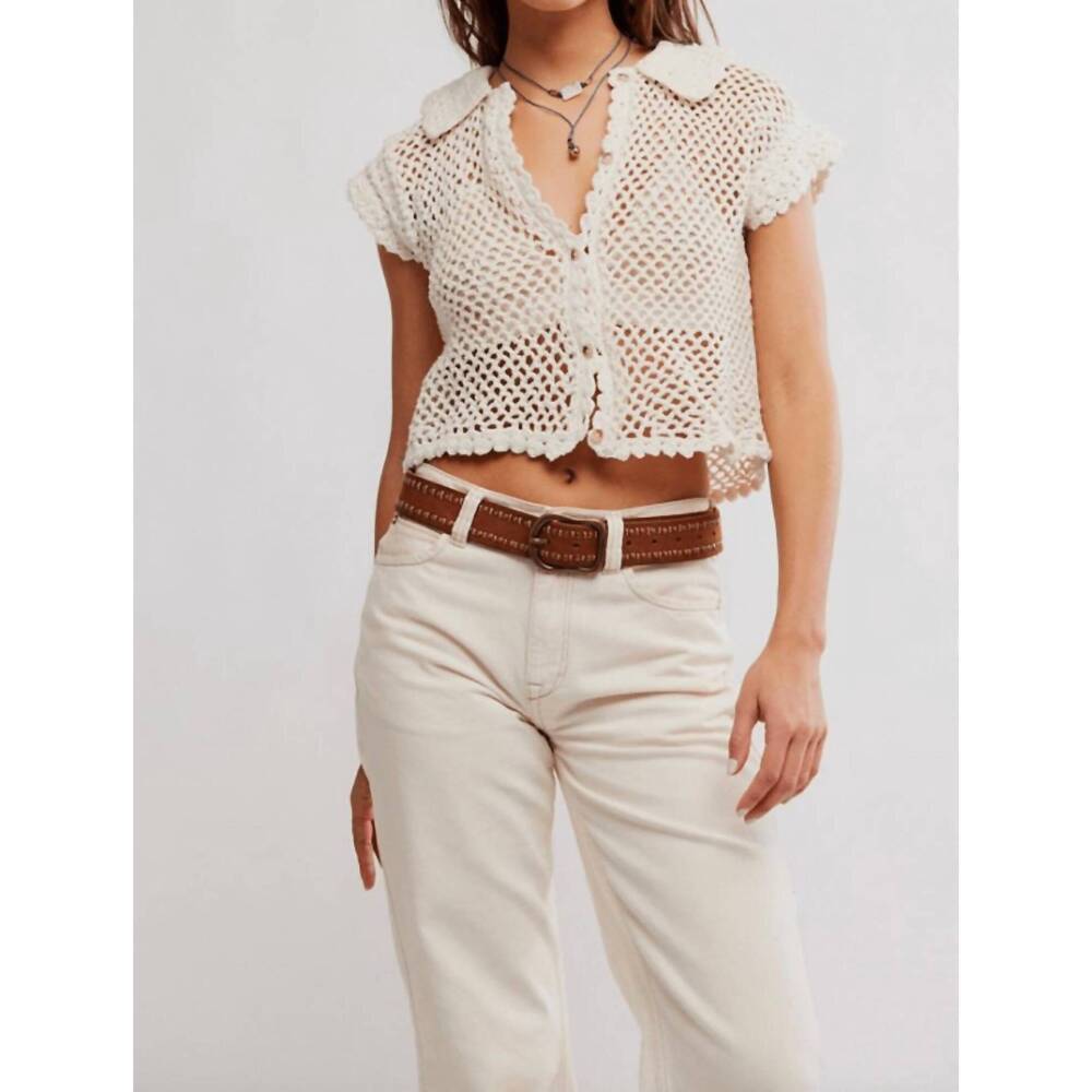 NEW FREE PEOPLE lily crochet top in coconut milk - Picture 6 of 6